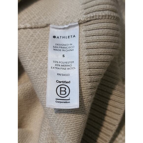 Athleta tan cream camouflage merino wool blend long sleeve sweater - small - Picture 4 of 5